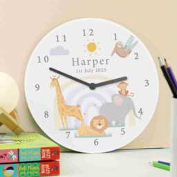 Personalised Safari Animals Wooden Nursery Clock - Decor Gift - thumbnail 3