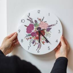 Floral Bouquet Acrylic Wall Clock - Family New Home Gift Illustrated - thumbnail 2