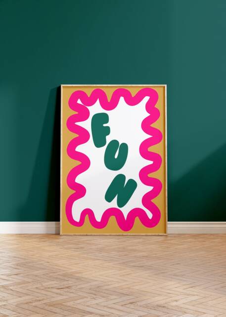 Fun Quote With Wavy Border Print - Retro Colourful Wall Typography, Funky Print, Modern Trendy Poster, Bold Positivity, Maximalist Art - image 1