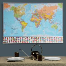 Map Of The World Flags Canvas Print - Free Shipping, Gift For Him, Her, World Map, Wall Decor, Push Pin Map - thumbnail 1