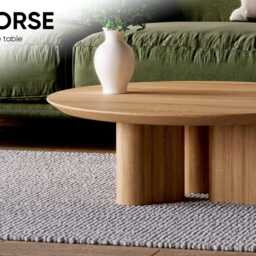 Nesting Coffee Table - Set Round Coffee Table Unique Set Solid Oak Scandi Living Room - thumbnail 2