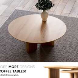 Nesting Coffee Table - Set Round Coffee Table Unique Set Solid Oak Scandi Living Room - thumbnail 4
