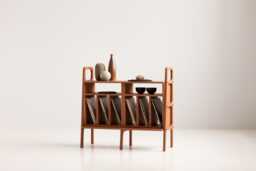 Vinyl Record Stand 97 cm, Compact Lp Storage Sideboard, Mid Century Console, Wooden Turntable Stand, Handmade Wood