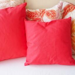 Coral Pillow Covers, Coral Decorative Pillows, Throw Red Cushions, Handmade Cases, Cushion Covers Made in France - thumbnail 3
