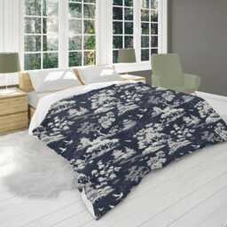 Dark Blue Chinoiserie Comforter , Navy Bedding, Indigo Maximalist Oriental Moody Elegant #097 - thumbnail 2