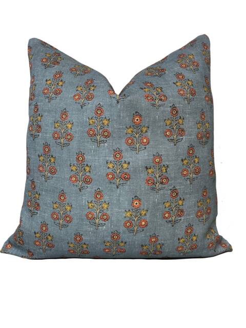 G.p & J Baker Poppy Sprig Denim Double Sided Cushion Cover Pillow - image 1