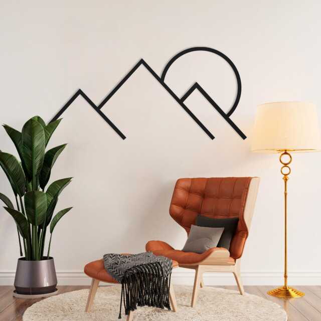 Minimalist Mountain Metal Wall Art Modern Home Decor, Farmhouse Sculpture - image 1
