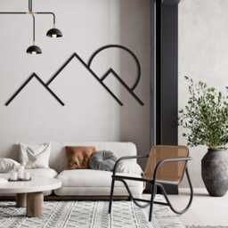 Minimalist Mountain Metal Wall Art Modern Home Decor, Farmhouse Sculpture - thumbnail 2