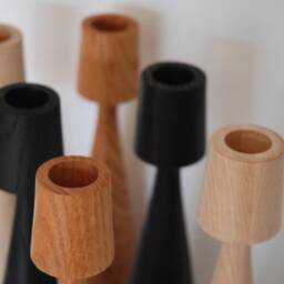 Oak Wood Candleholder Set Handturned Minimalist Hygge Decor - thumbnail 3