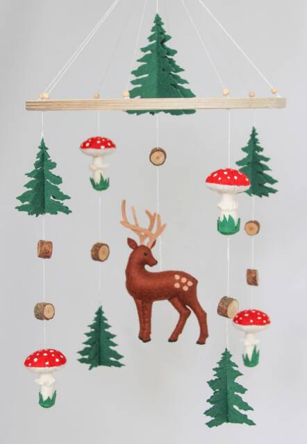 Woodland Baby Mobile - Nursery Woodland With Deer & Mushrooms Mobile Nursery - image 1