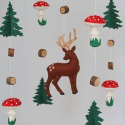 Woodland Baby Mobile - Nursery Woodland With Deer & Mushrooms Mobile Nursery - thumbnail 3