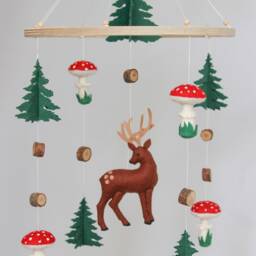 Woodland Baby Mobile - Nursery Woodland With Deer & Mushrooms Mobile Nursery - thumbnail 2