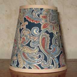 Navy Paisley - Handmade Candle Clip Lampshade For Wall Lights/Chandeliers - thumbnail 2