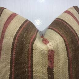 Vintage Turkish Kilim Pillow, 24x24 Handwoven Ethnic Cushion - thumbnail 2