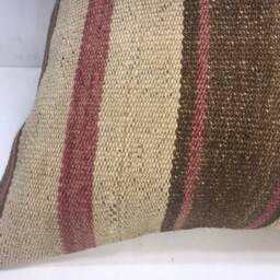 Vintage Turkish Kilim Pillow, 24x24 Handwoven Ethnic Cushion - thumbnail 3