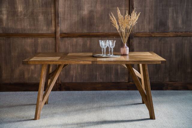 Farmhouse Table, Trestle Wood Dining Table - image 1