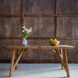 Farmhouse Table, Trestle Wood Dining Table - thumbnail 2