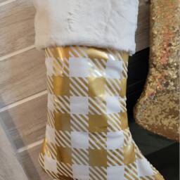 Christmas Stockings, Gold & Ivory Metallic Modern Christmas, Beautiful Stockings - thumbnail 4
