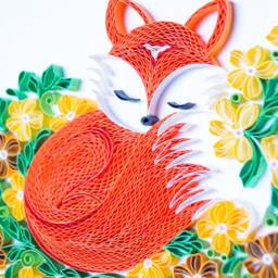 Quilling Framed Artwork Sleepy Little Fox Unique Handcrafted Paper Quill Wall Decor Table Top - thumbnail 3