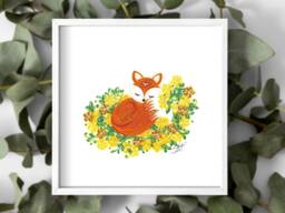 Quilling Framed Artwork Sleepy Little Fox Unique Handcrafted Paper Quill Wall Decor Table Top - thumbnail 1