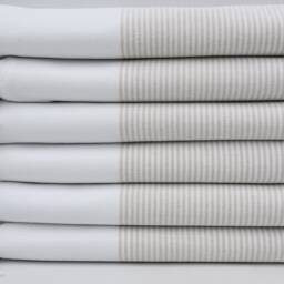 "Beige Striped Peshtemal, Pool Towel, Turkish Towel, 40""x70" - thumbnail 2