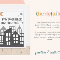 Even Superheroes Have To Sleep - Boys' Bedroom Print, Fun Superhero Wall Art, Nursery Decor - thumbnail 3