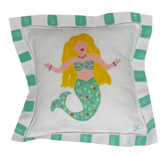 Linen Teal Mermaid Beach Pillow - image 1