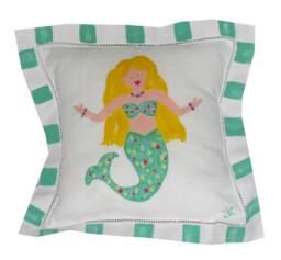 Linen Teal Mermaid Beach Pillow - thumbnail 1