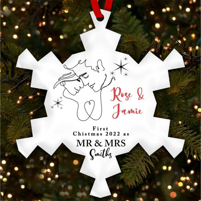First Christmas Mr & Mrs Personalised Tree Ornament Decoration