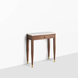 Handmade Walnut Console Table - Mid-Century Modern Marble Top Entryway - thumbnail 2