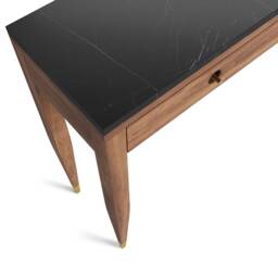 Handmade Walnut Console Table - Mid-Century Modern Marble Top Entryway - thumbnail 4