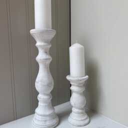 Handcrafted Whitewashed Stone Pillar Candle Stick Stand Holder Rustic Farmhouse Neutral Home Decor - thumbnail 4