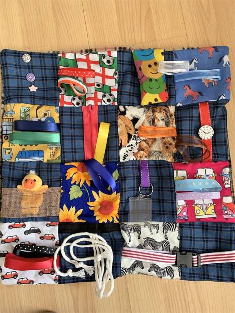 Mens Plaid Dementia Alzheimers Fidget Blanket - image 1