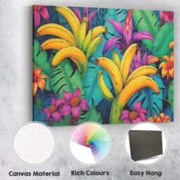 Tropical Banana Bunch Floral Jungle Pattern Canvas Wall Art Print Decor Picture Ready To Hang - thumbnail 2