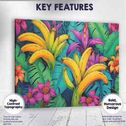 Tropical Banana Bunch Floral Jungle Pattern Canvas Wall Art Print Decor Picture Ready To Hang - thumbnail 1