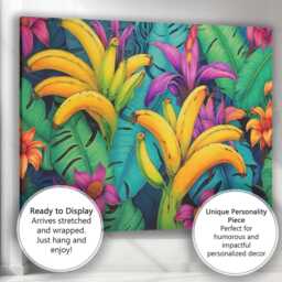 Tropical Banana Bunch Floral Jungle Pattern Canvas Wall Art Print Decor Picture Ready To Hang - thumbnail 3
