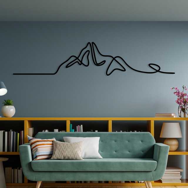 Minimalist Mountain Metal Wall Art, One Line Nature Decor, Adventure Gift - image 1