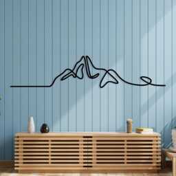 Minimalist Mountain Metal Wall Art, One Line Nature Decor, Adventure Gift - thumbnail 2