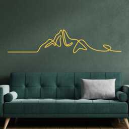Minimalist Mountain Metal Wall Art, One Line Nature Decor, Adventure Gift - thumbnail 3