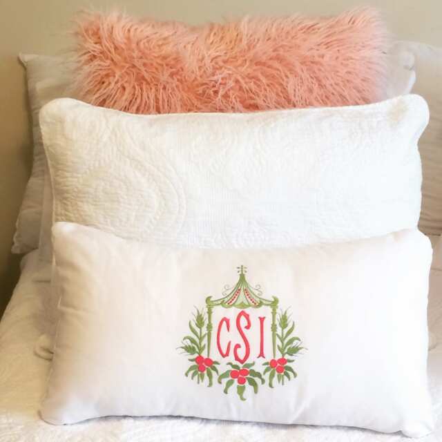 Monogrammed Pagoda Lumbar Pillow - image 1