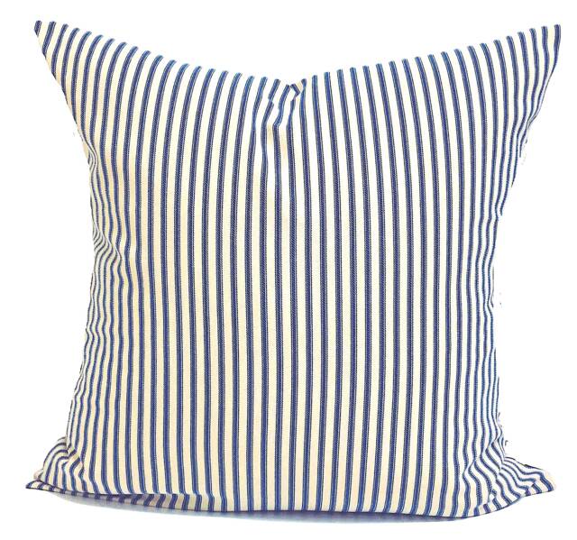Blue Ticking Pillow Cover, Tan Cover, Tan Covers For 20x20 Pillow, 18x18 16x16 All Sizes - image 1