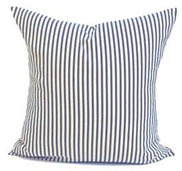 Blue Ticking Pillow Cover, Tan Cover, Tan Covers For 20x20 Pillow, 18x18 16x16 All Sizes - thumbnail 1