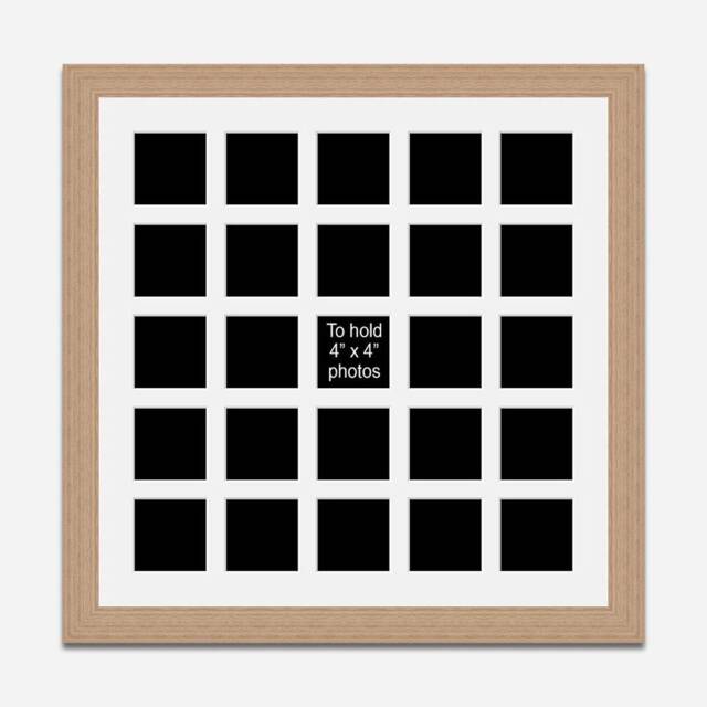 Large Multi Photo Picture Frame - Holds 25 Instagram Size 4x4 Photos Oak Veneer - image 1