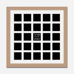 Large Multi Photo Picture Frame - Holds 25 Instagram Size 4x4 Photos Oak Veneer