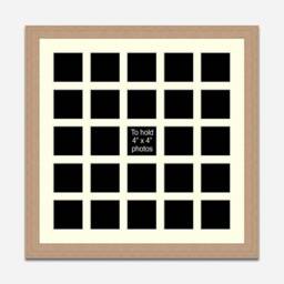 Large Multi Photo Picture Frame - Holds 25 Instagram Size 4x4 Photos Oak Veneer - thumbnail 2