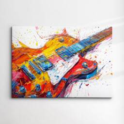 Electric Guitar Abstract Oil Painting Musical Instrument Wall Art Framed Canvas Poster Print Home Kitchen Living Bedroom Decor Music Gift - thumbnail 3