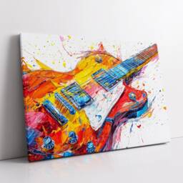 Electric Guitar Abstract Oil Painting Musical Instrument Wall Art Framed Canvas Poster Print Home Kitchen Living Bedroom Decor Music Gift - thumbnail 2