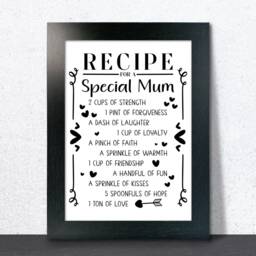 Recipe For A Special Mum Wall Art Print Poster Inspirational Home Decor. Framed Or Only. Mother's Day Gift Idea Birthday Christmas - thumbnail 2
