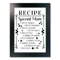 Recipe For A Special Mum Wall Art Print Poster Inspirational Home Decor. Framed Or Only. Mother's Day Gift Idea Birthday Christmas - thumbnail 1