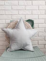 Light Grey Star Pillow For Kids Room - Decorative Cushion Handmade With Oeko-Tex Cotton & Anti-Allergic Filling Nursery Decor - thumbnail 1
